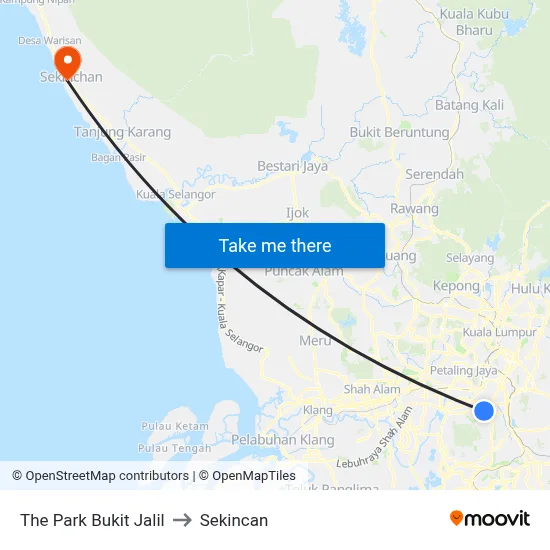 The Park Bukit Jalil to Sekincan map