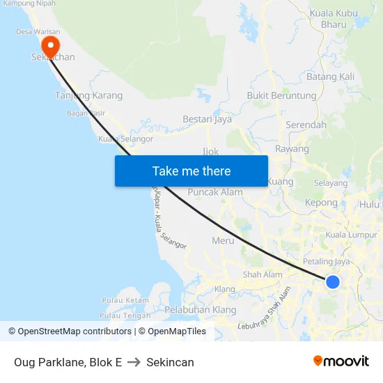 Oug Parklane, Blok E to Sekincan map