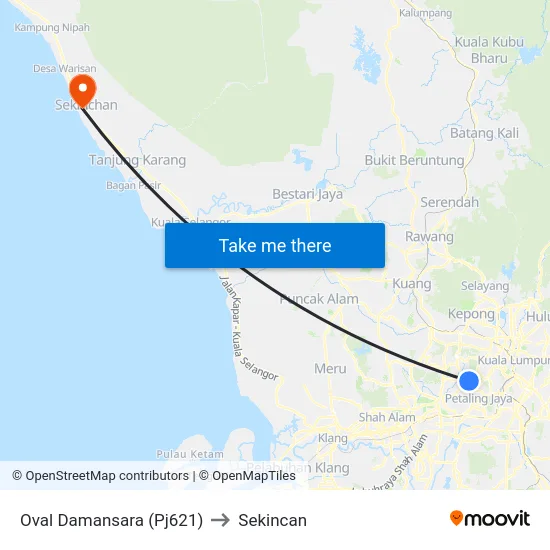 Oval Damansara (Pj621) to Sekincan map
