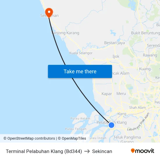 Terminal Pelabuhan Klang (Bd344) to Sekincan map