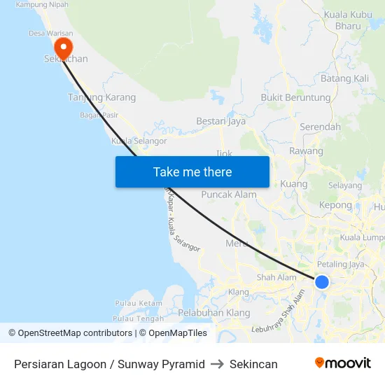 Persiaran Lagoon / Sunway Pyramid to Sekincan map