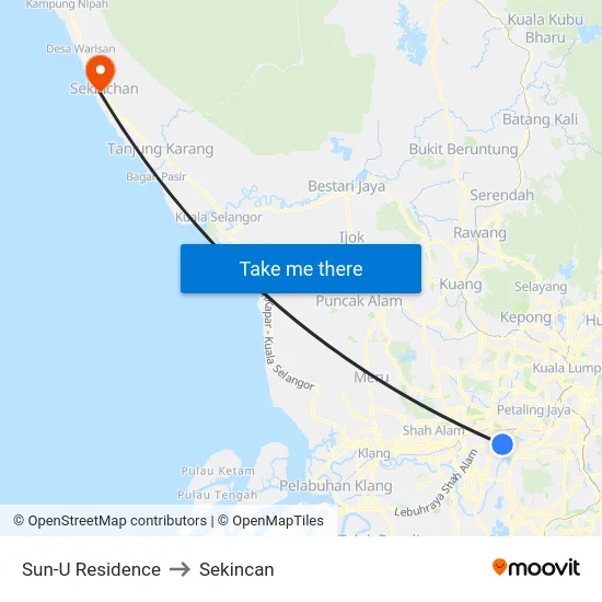 Sun-U Residence to Sekincan map