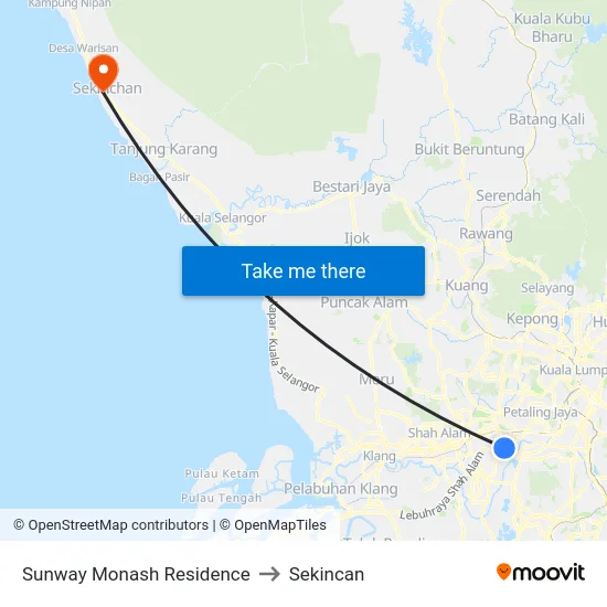 Sunway Monash Residence to Sekincan map