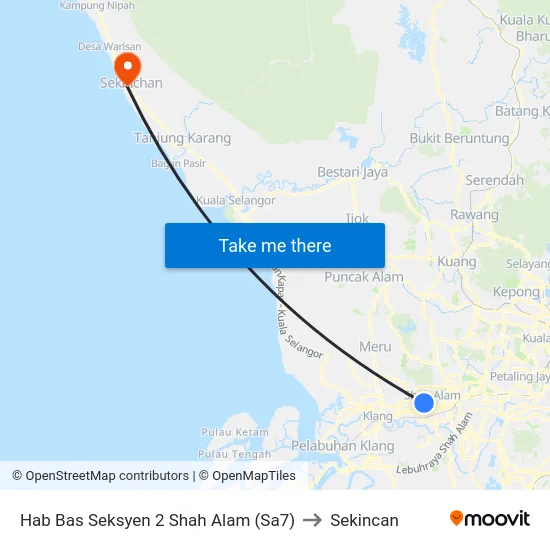 Hab Bas Seksyen 2 Shah Alam (Sa7) to Sekincan map