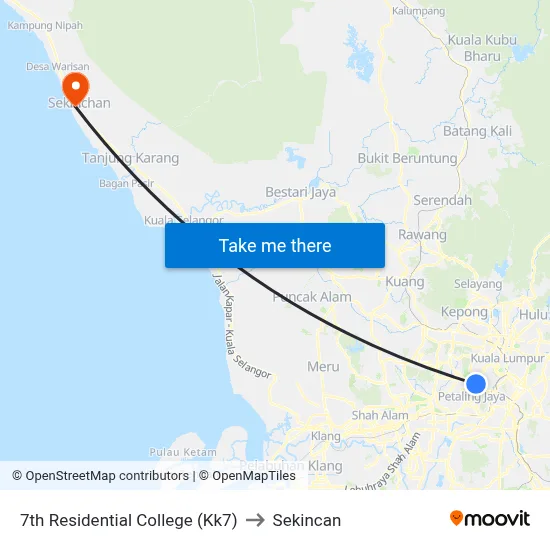 7th Residential College (Kk7) to Sekincan map