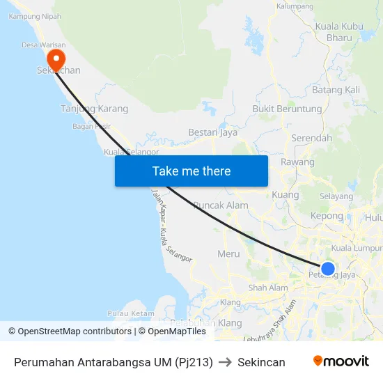 Perumahan Antarabangsa UM (Pj213) to Sekincan map