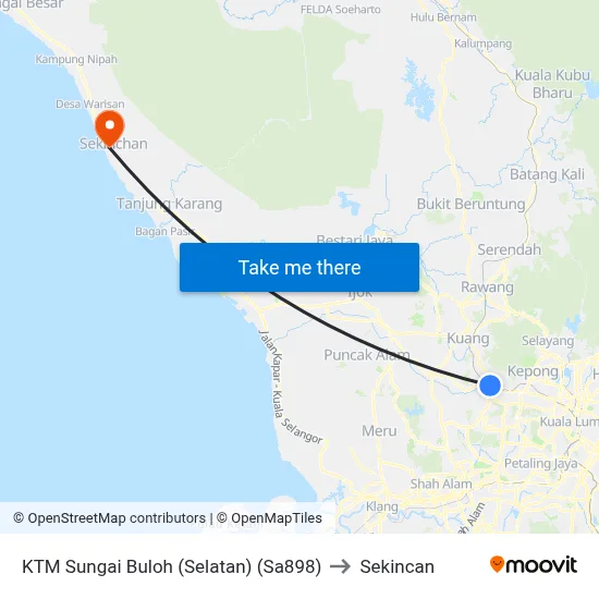 KTM Sungai Buloh (Selatan) (Sa898) to Sekincan map