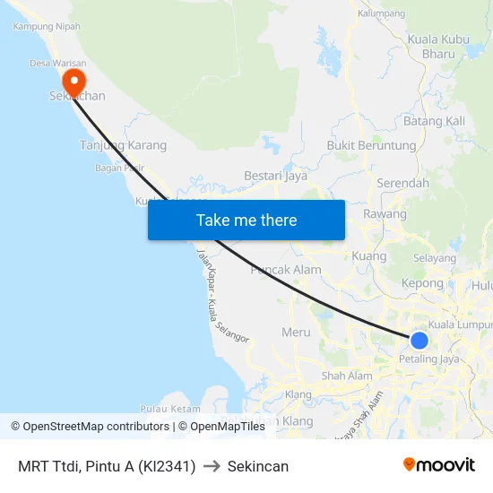 MRT Ttdi, Pintu A (Kl2341) to Sekincan map