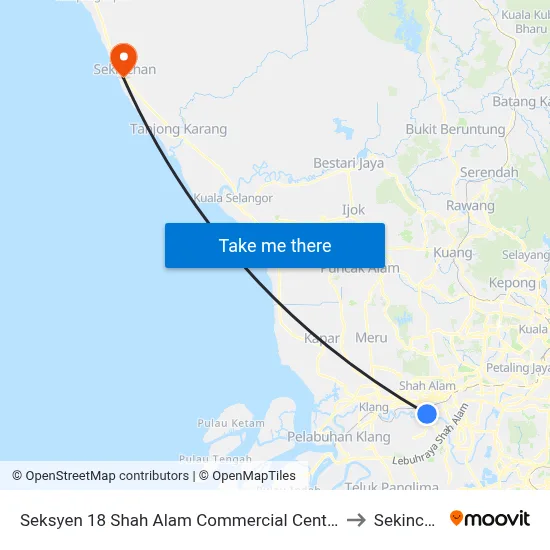Seksyen 18 Shah Alam Commercial Centre to Sekincan map
