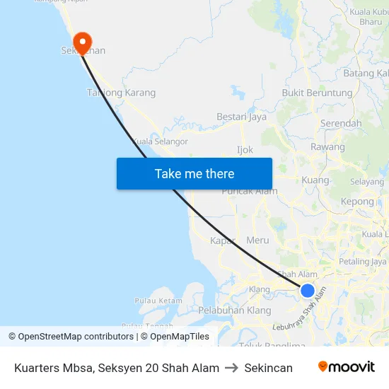 Kuarters Mbsa, Seksyen 20 Shah Alam to Sekincan map