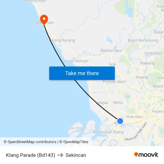 Klang Parade (Bd143) to Sekincan map