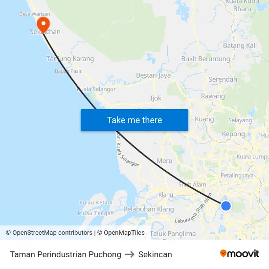 Taman Perindustrian Puchong to Sekincan map