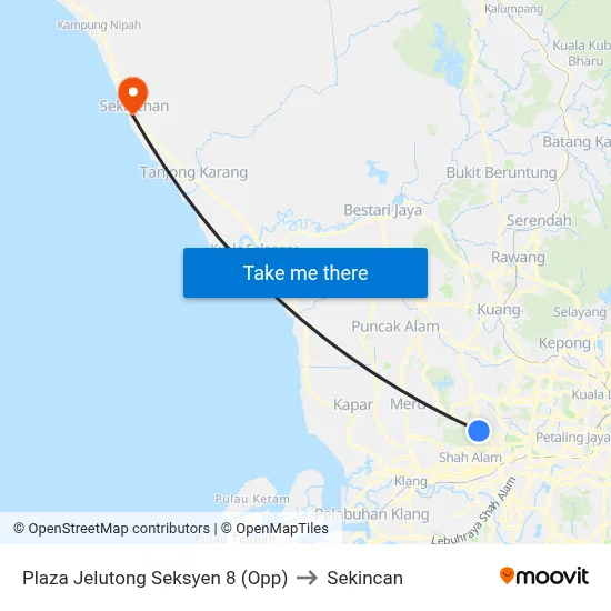 Plaza Jelutong Seksyen 8 (Opp) to Sekincan map