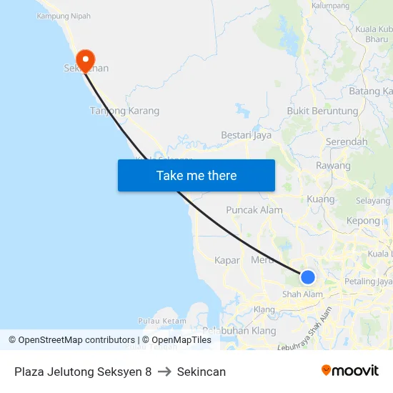 Plaza Jelutong Seksyen 8 to Sekincan map