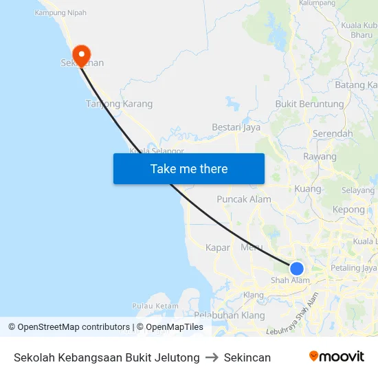 Sekolah Kebangsaan Bukit Jelutong to Sekincan map