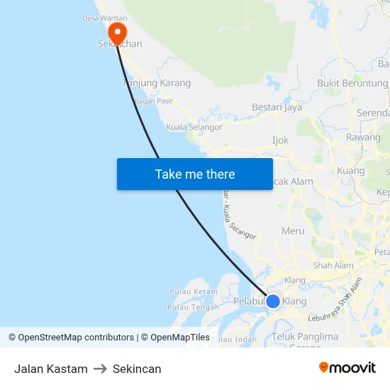 Jalan Kastam to Sekincan map