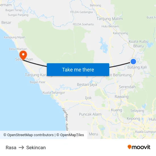 Rasa to Sekincan map