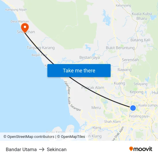 Bandar Utama to Sekincan map