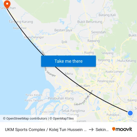UKM Sports Complex / Kolej Tun Hussein Onn UKM to Sekincan map