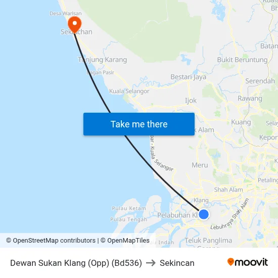 Dewan Sukan Klang (Opp) (Bd536) to Sekincan map