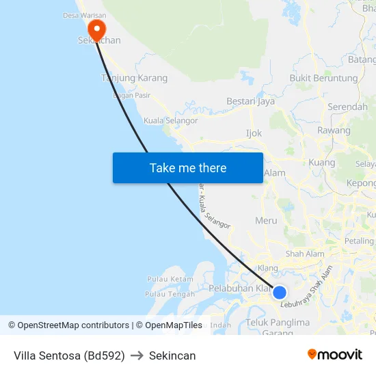Villa Sentosa (Bd592) to Sekincan map
