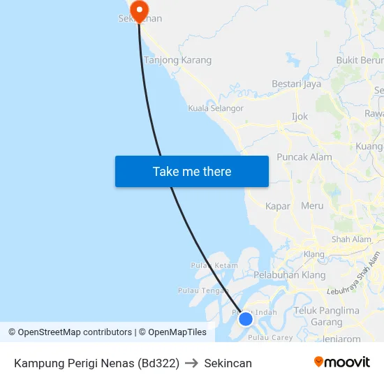 Kampung Perigi Nenas (Bd322) to Sekincan map