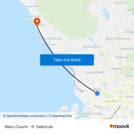 Meru Courts to Sekincan map