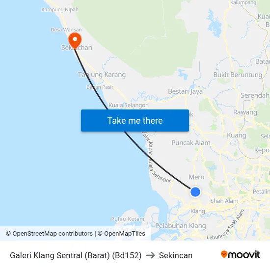Galeri Klang Sentral (Barat) (Bd152) to Sekincan map