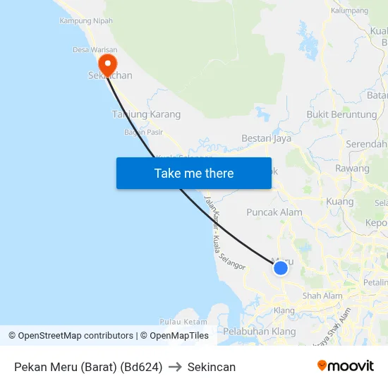 Pekan Meru (Barat) (Bd624) to Sekincan map