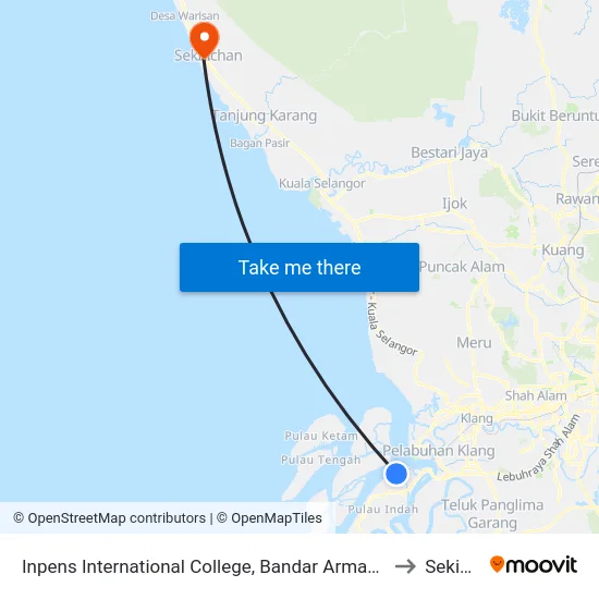 Inpens International College, Bandar Armada Putra (Bd337) to Sekincan map