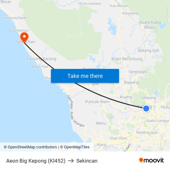 Aeon Big Kepong (Kl452) to Sekincan map