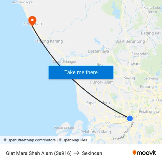 Giat Mara Shah Alam (Sa916) to Sekincan map