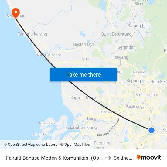Fakulti Bahasa Moden & Komunikasi (Opp) to Sekincan map
