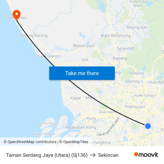 Taman Serdang Jaya (Utara) (Sj136) to Sekincan map