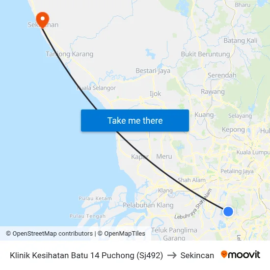 Klinik Kesihatan Batu 14 Puchong (Sj492) to Sekincan map