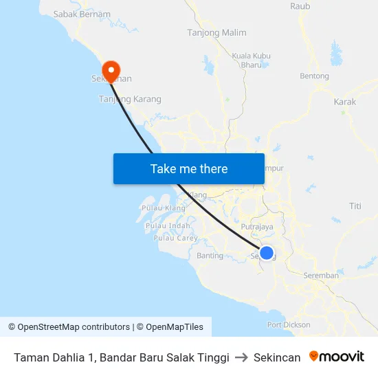 Taman Dahlia 1, Bandar Baru Salak Tinggi to Sekincan map