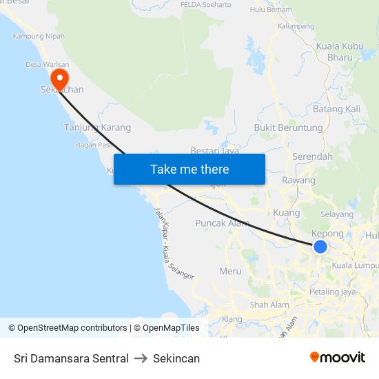 Sri Damansara Sentral to Sekincan map