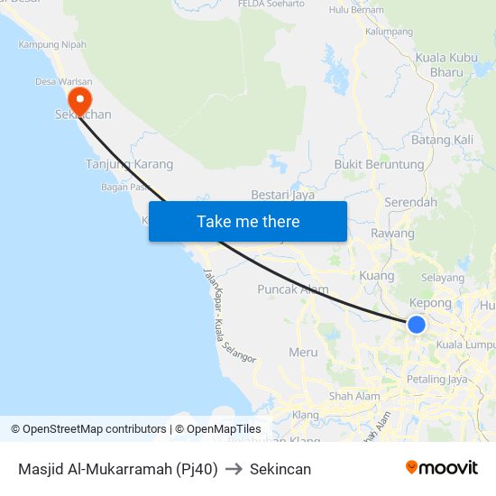 Masjid Al-Mukarramah (Pj40) to Sekincan map