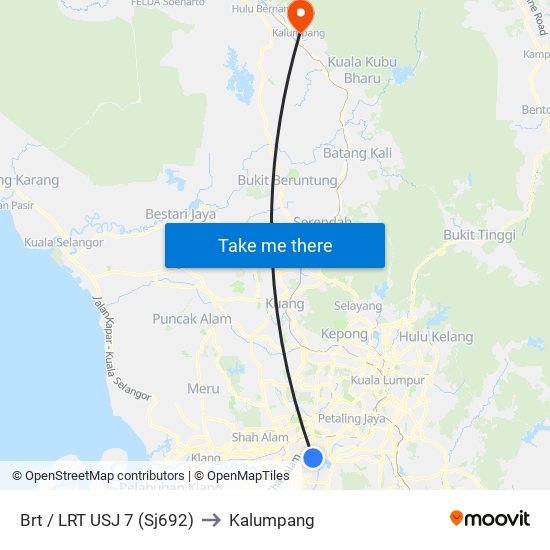 Brt / LRT USJ 7 (Sj692) to Kalumpang map
