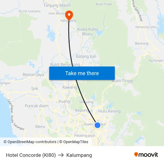 Hotel Concorde (Kl80) to Kalumpang map