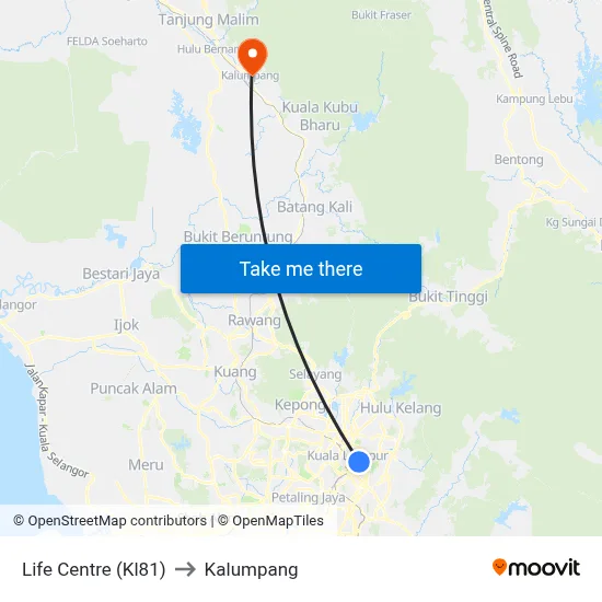 Life Centre (Kl81) to Kalumpang map