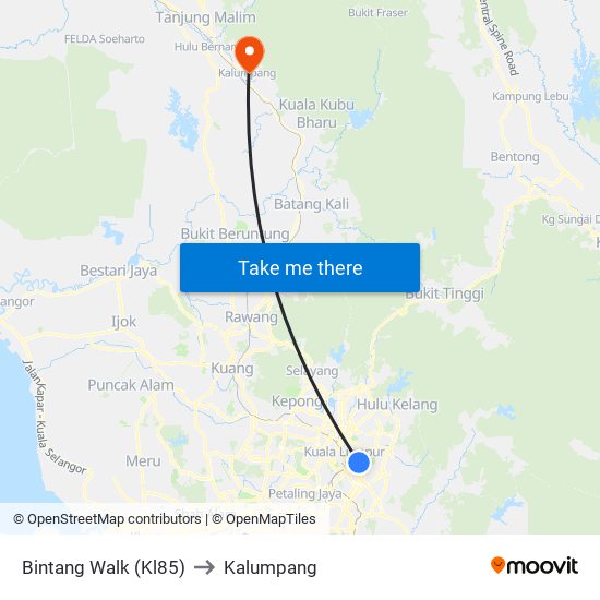 Bintang Walk (Kl85) to Kalumpang map
