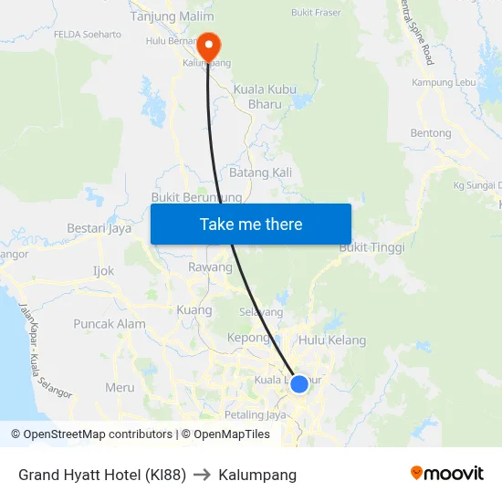 Grand Hyatt Hotel (Kl88) to Kalumpang map