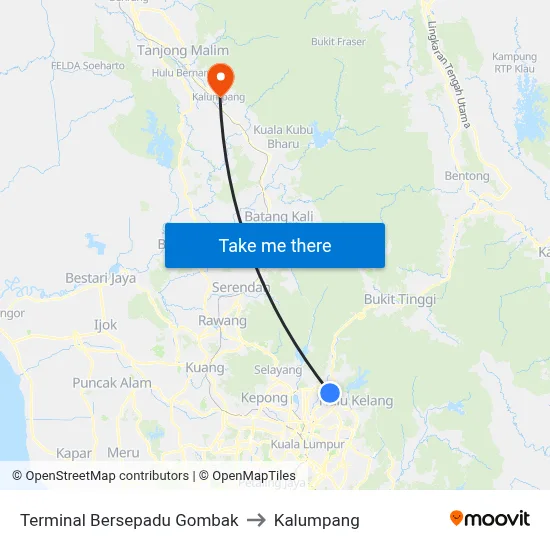 Terminal Bersepadu Gombak to Kalumpang map