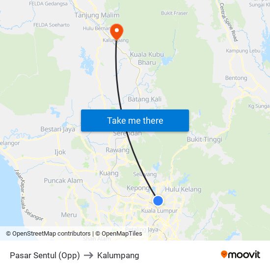 Pasar Sentul (Opp) to Kalumpang map
