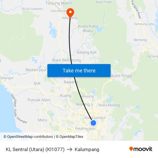 KL Sentral (Utara) (Kl1077) to Kalumpang map