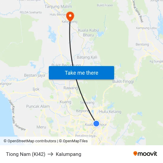 Tiong Nam (Kl42) to Kalumpang map