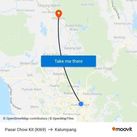 Pasar Chow Kit (Kl69) to Kalumpang map