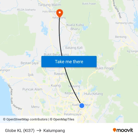 Globe KL (Kl37) to Kalumpang map
