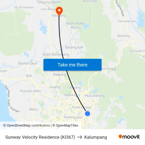 Sunway Velocity Residence (Kl367) to Kalumpang map